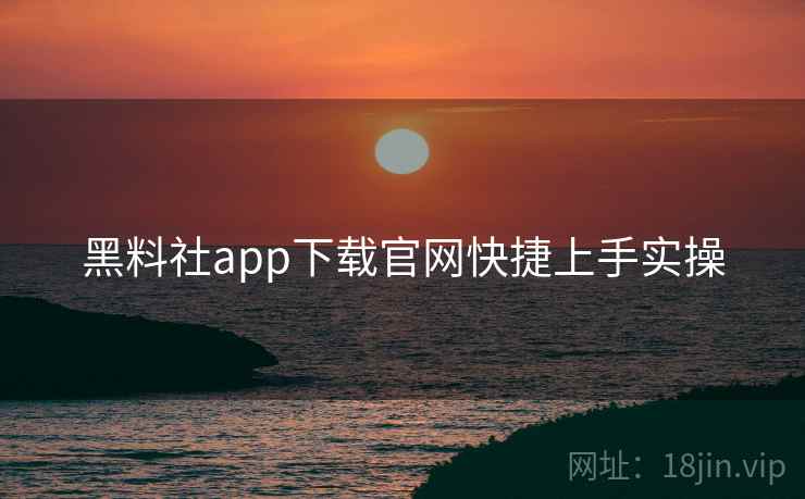 黑料社app下载官网快捷上手实操